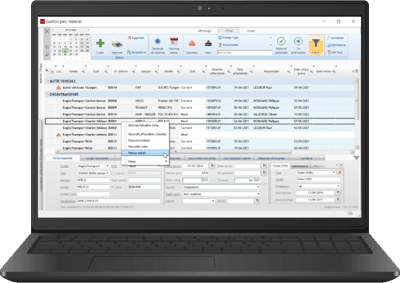 ecran-gestion-parc-materiel du logiciel optim'btp