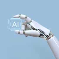main de robot avec une puce d'intelligence artificielle